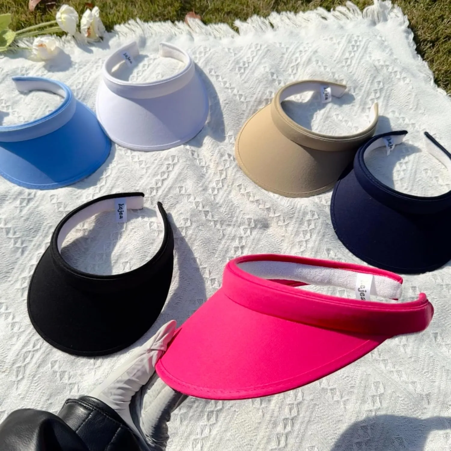 4 Pack Sun Visor Hats Women Men Clip on Cotton Wide Brim Visors Hat Outdoor Sports Golf Beach Travel Tennis Caps