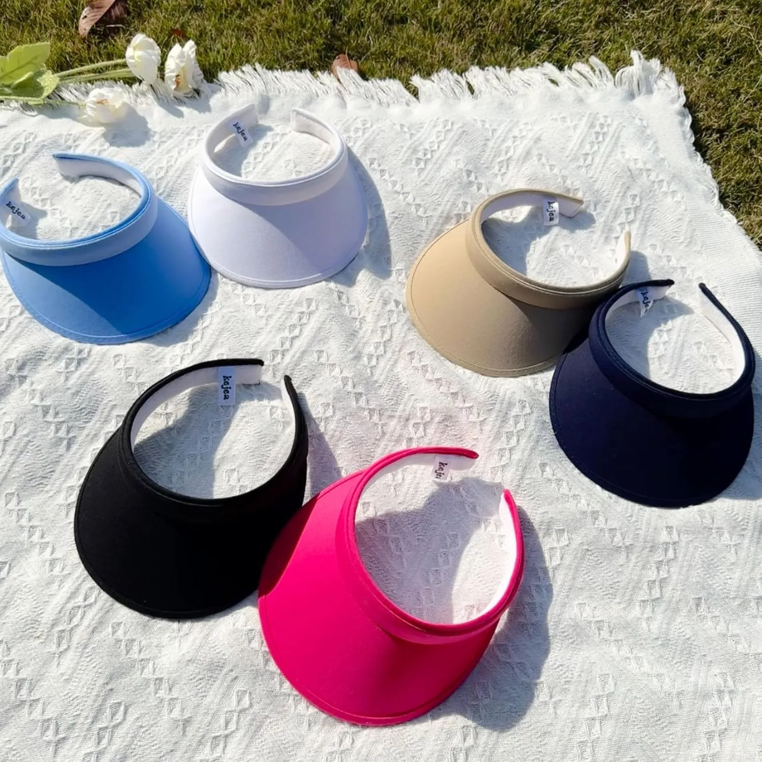 4 Pack Sun Visor Hats Women Men Clip on Cotton Wide Brim Visors Hat Outdoor Sports Golf Beach Travel Tennis Caps