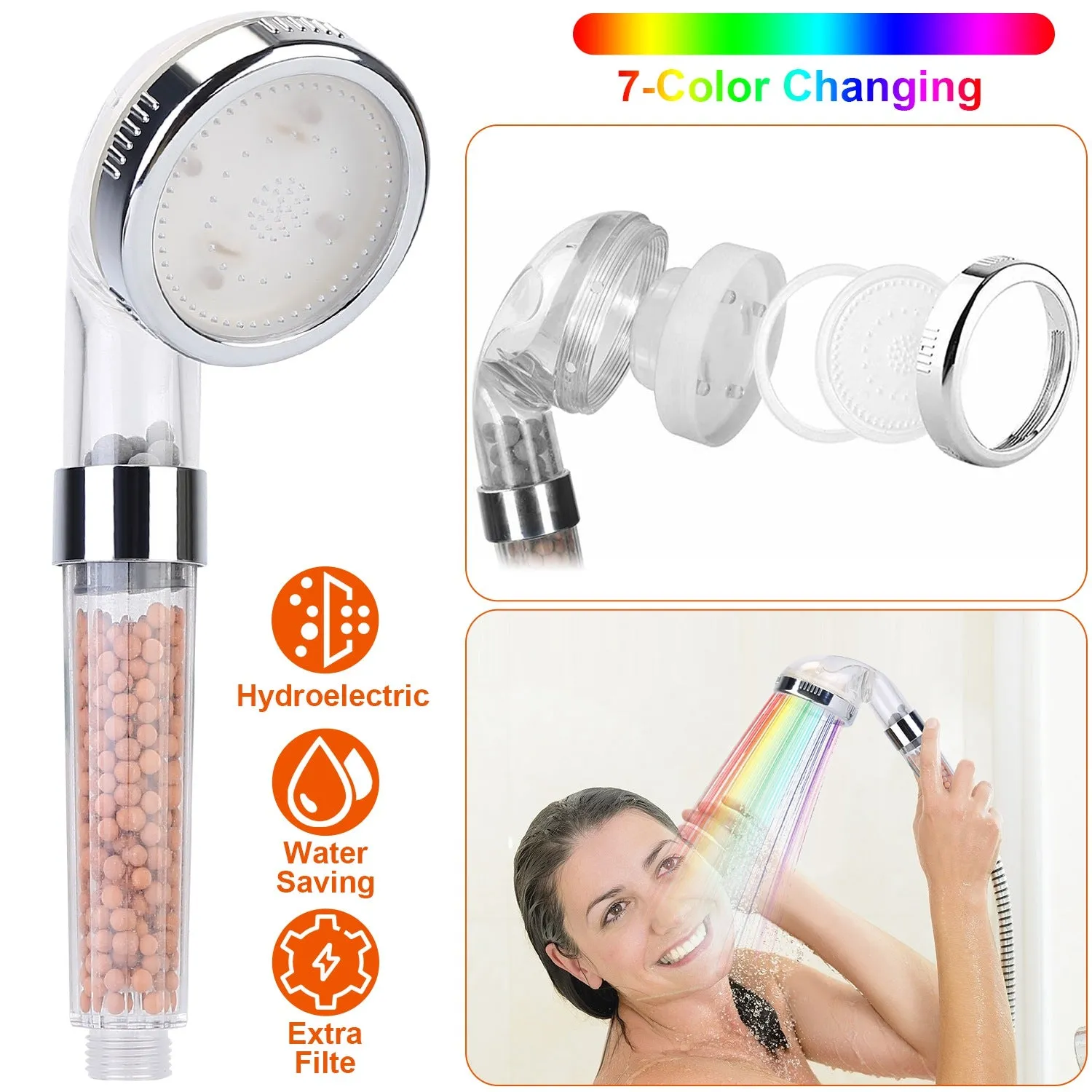 7 Color Changing Light Handheld Shower Head