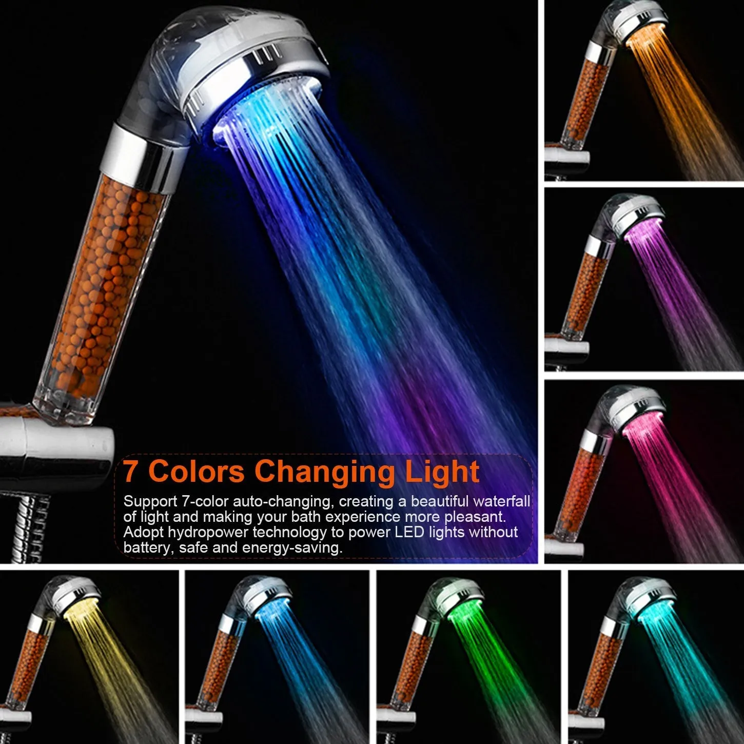 7 Color Changing Light Handheld Shower Head