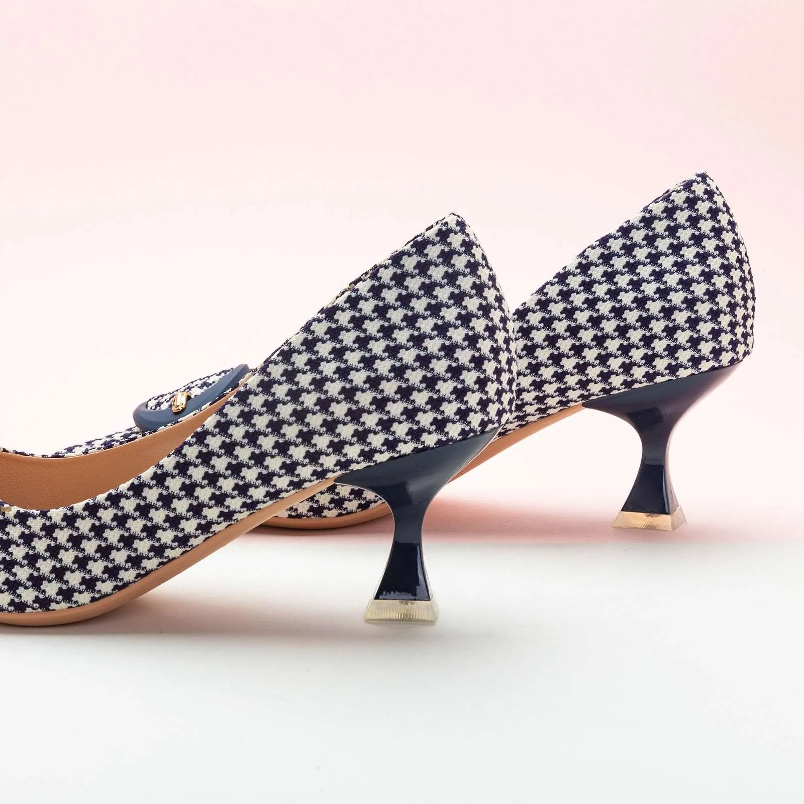 C Buckle Tweed Pumps (Olivia) Houndstooth