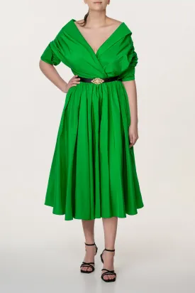 Carrie Taffeta Midi Dress in Spring Green