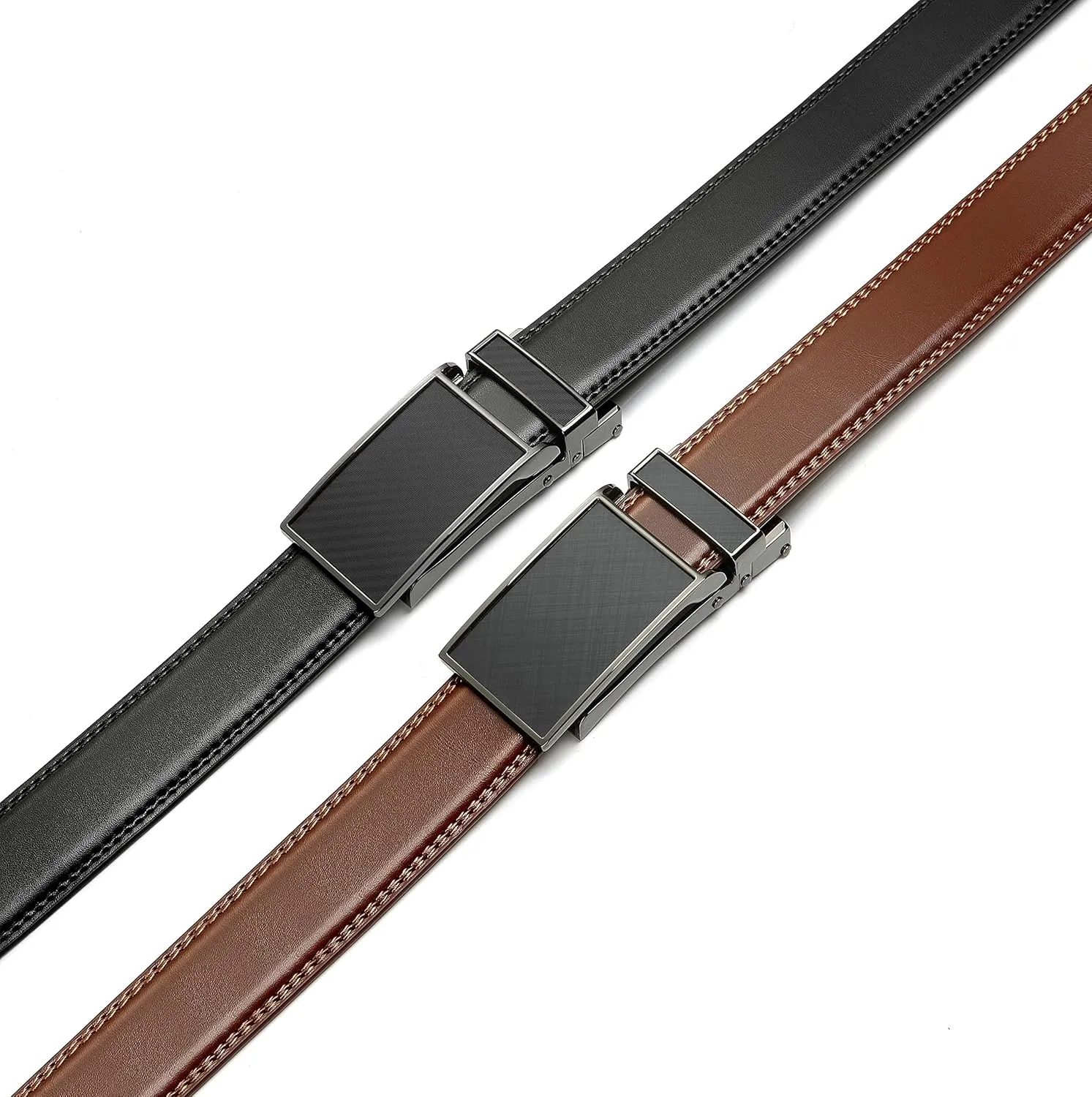 CHAOREN Mens Dress Belt Leather 2 Pack - Mens Ratchet Belt for Dress Shirt and Pants Every Occasion (32mm)