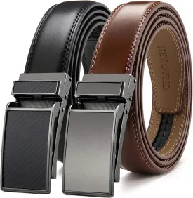 CHAOREN Mens Dress Belt Leather 2 Pack - Mens Ratchet Belt for Dress Shirt and Pants Every Occasion (32mm)