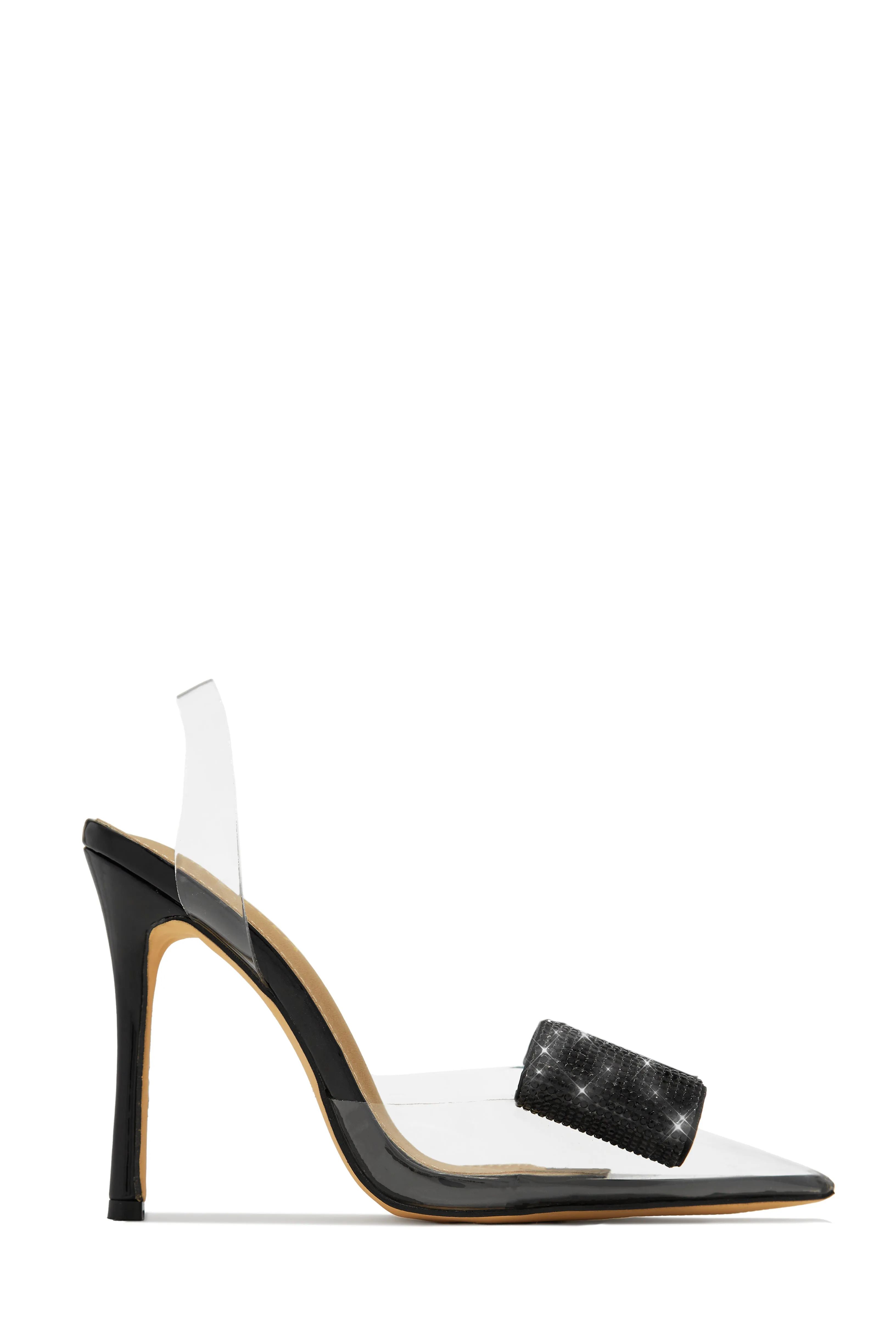 Chiara Embellished Bow Clear High Heel Pumps - Silver