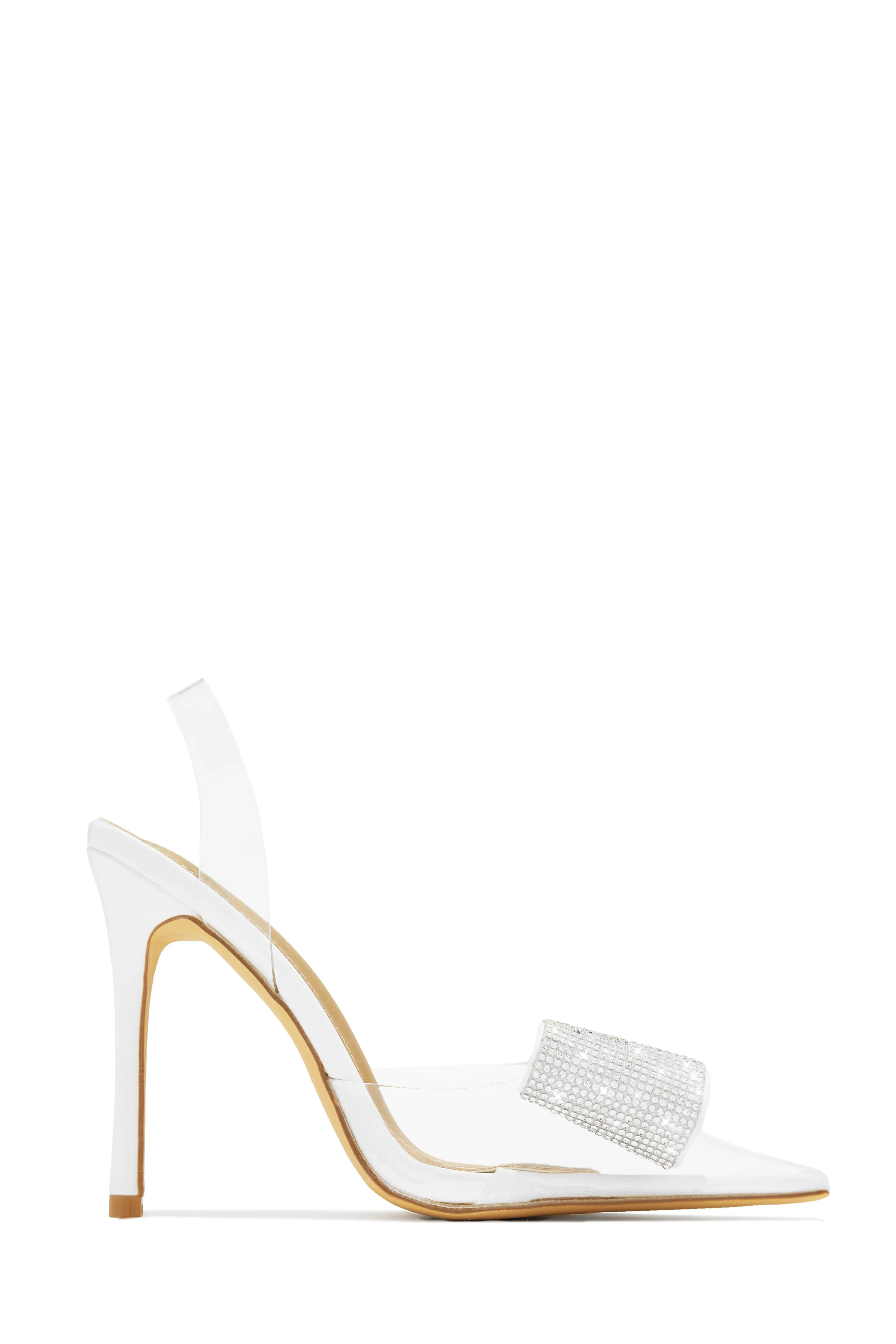 Chiara Embellished Bow Clear High Heel Pumps - Silver