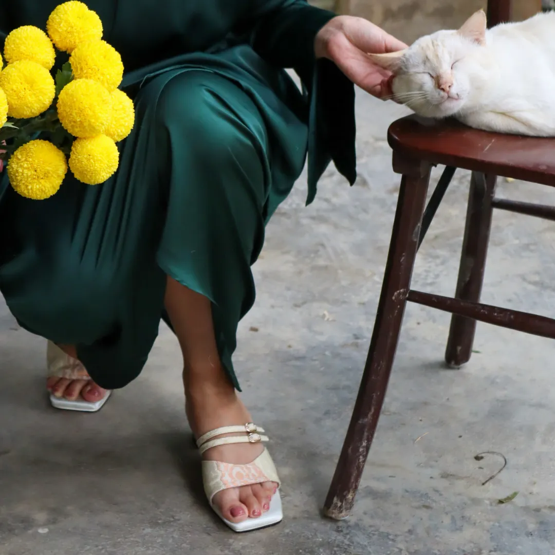 Darling Dahlia Heels in Songket