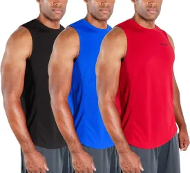 DEVOPS 3 Pack Men's Muscle Shirts Sleeveless Dry Fit Gym Workout Tank Top