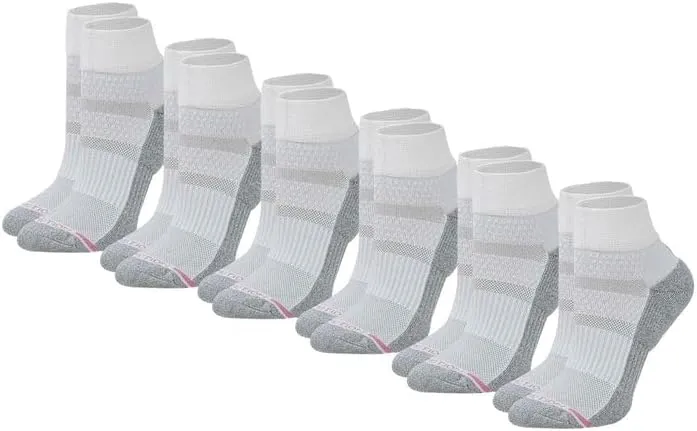 Dr. Motion Compression Quarter Socks For Women With Enhanced Cushion And Breathable Arch Support 6 Pairs