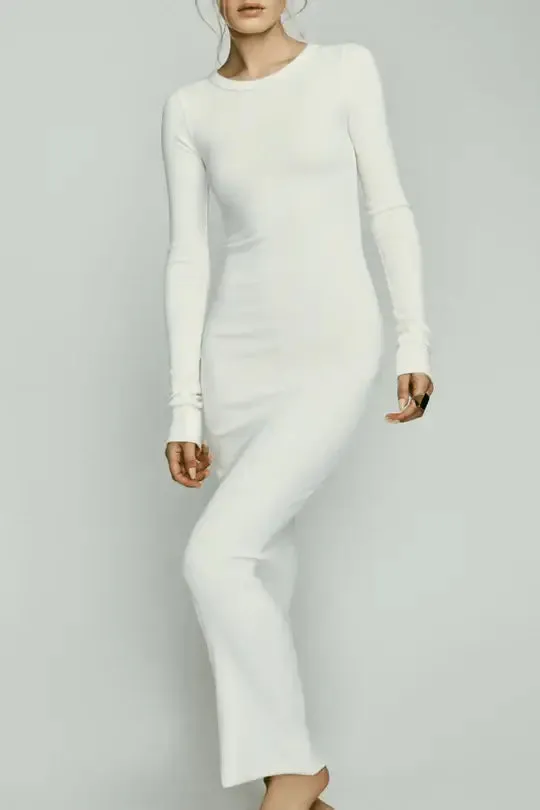 Eterne - Long Sleeve Crewneck Maxi dress in Cream
