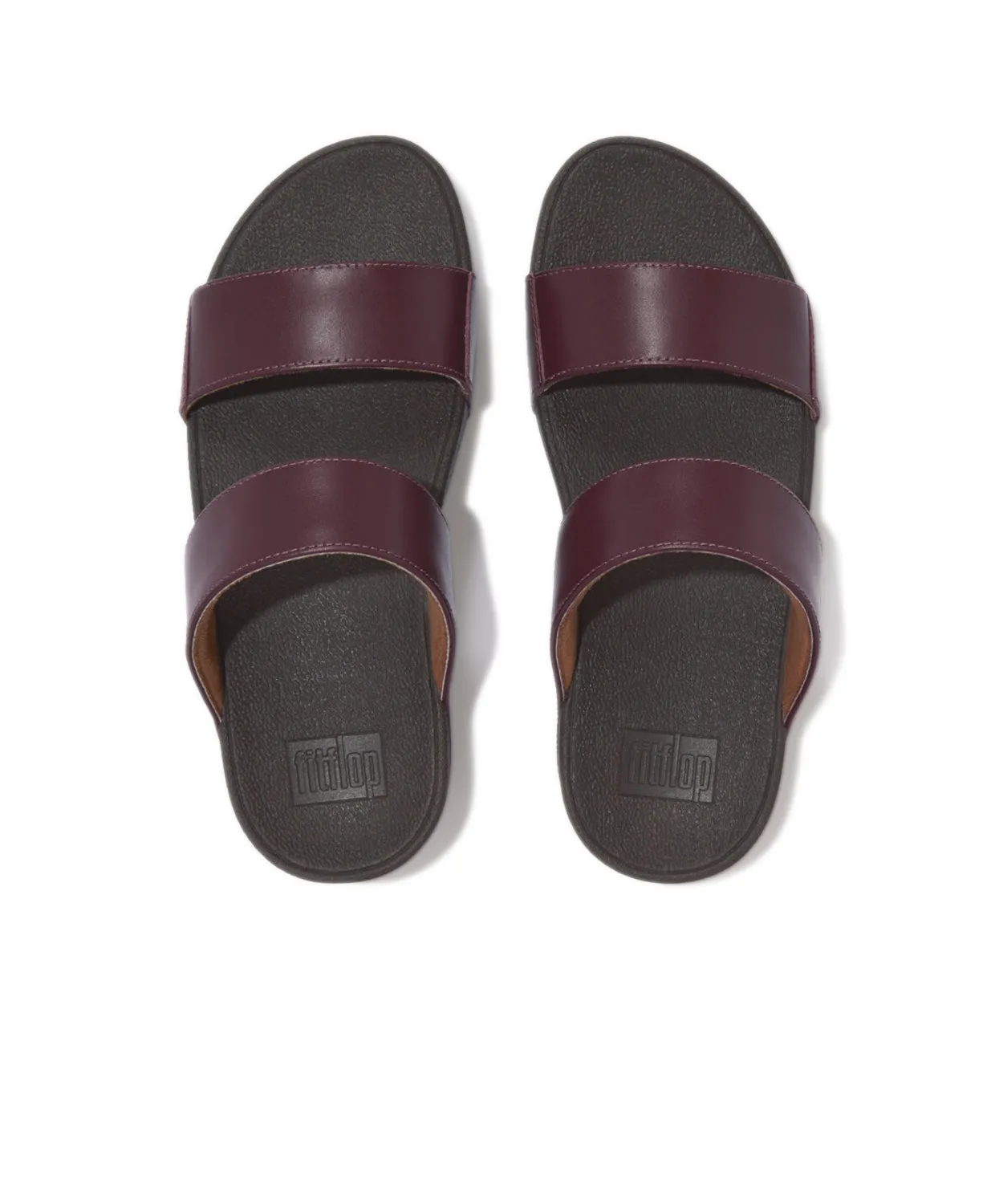 FitFlop Lulu Adjustable Leather Slides Plum