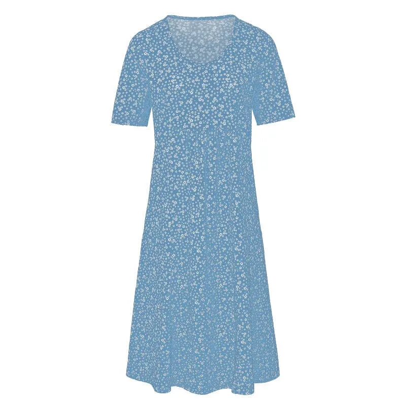 Floral Crew Neck Beach Dress