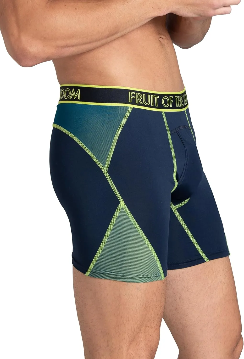 Fruit of the Loom Men's 4-Way Stretch Boxer Briefs | Lightweight & Moisture Wicking Underwear | Long, Regular Leg & Trunk