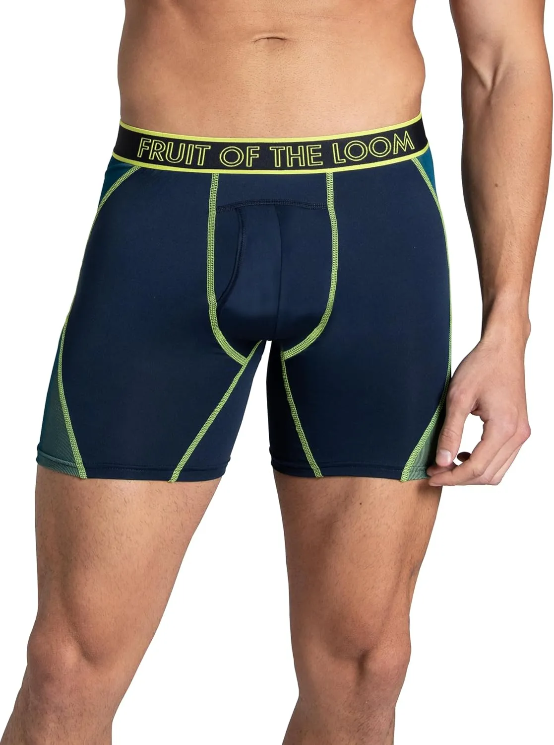 Fruit of the Loom Men's 4-Way Stretch Boxer Briefs | Lightweight & Moisture Wicking Underwear | Long, Regular Leg & Trunk