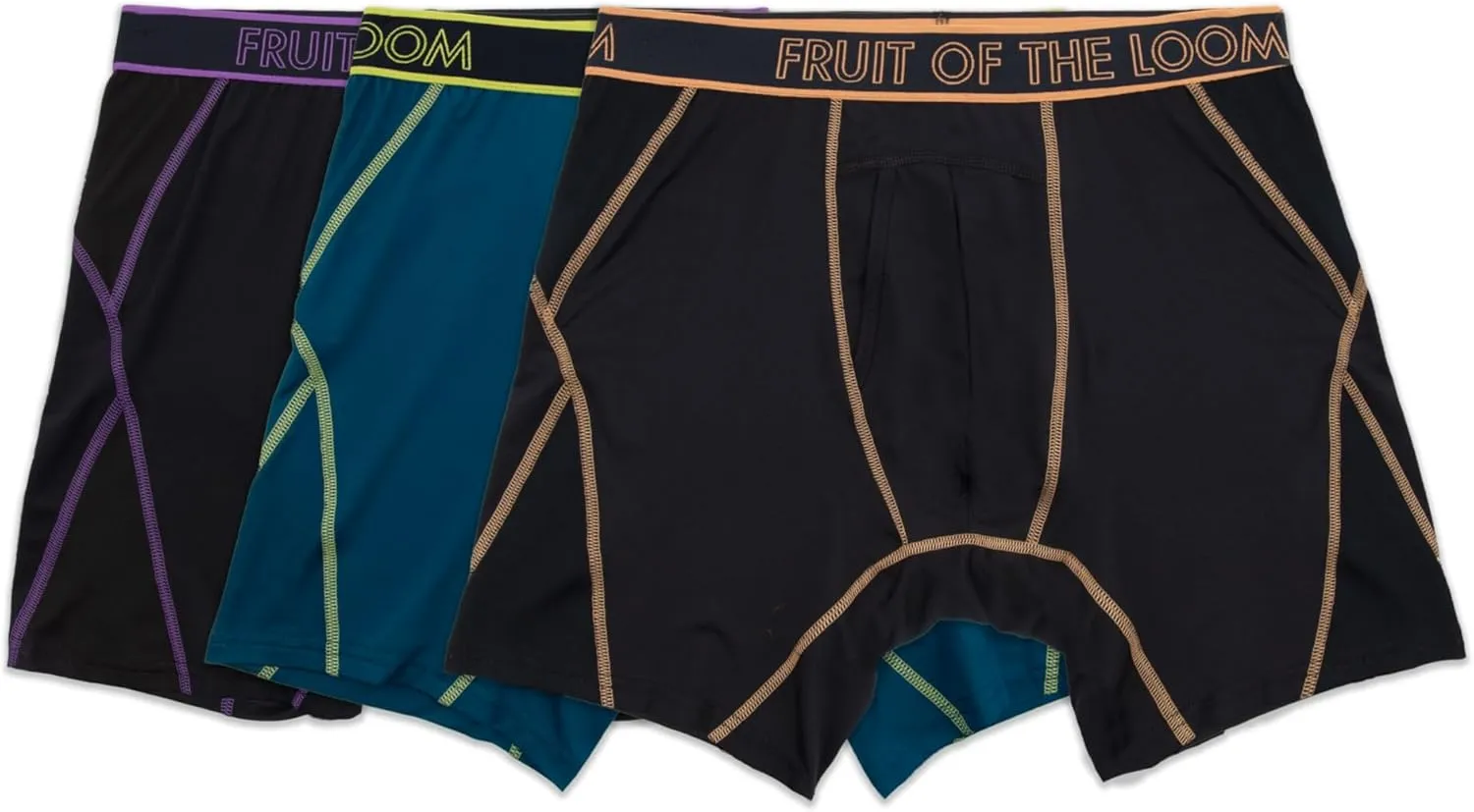 Fruit of the Loom Men's 4-Way Stretch Boxer Briefs | Lightweight & Moisture Wicking Underwear | Long, Regular Leg & Trunk