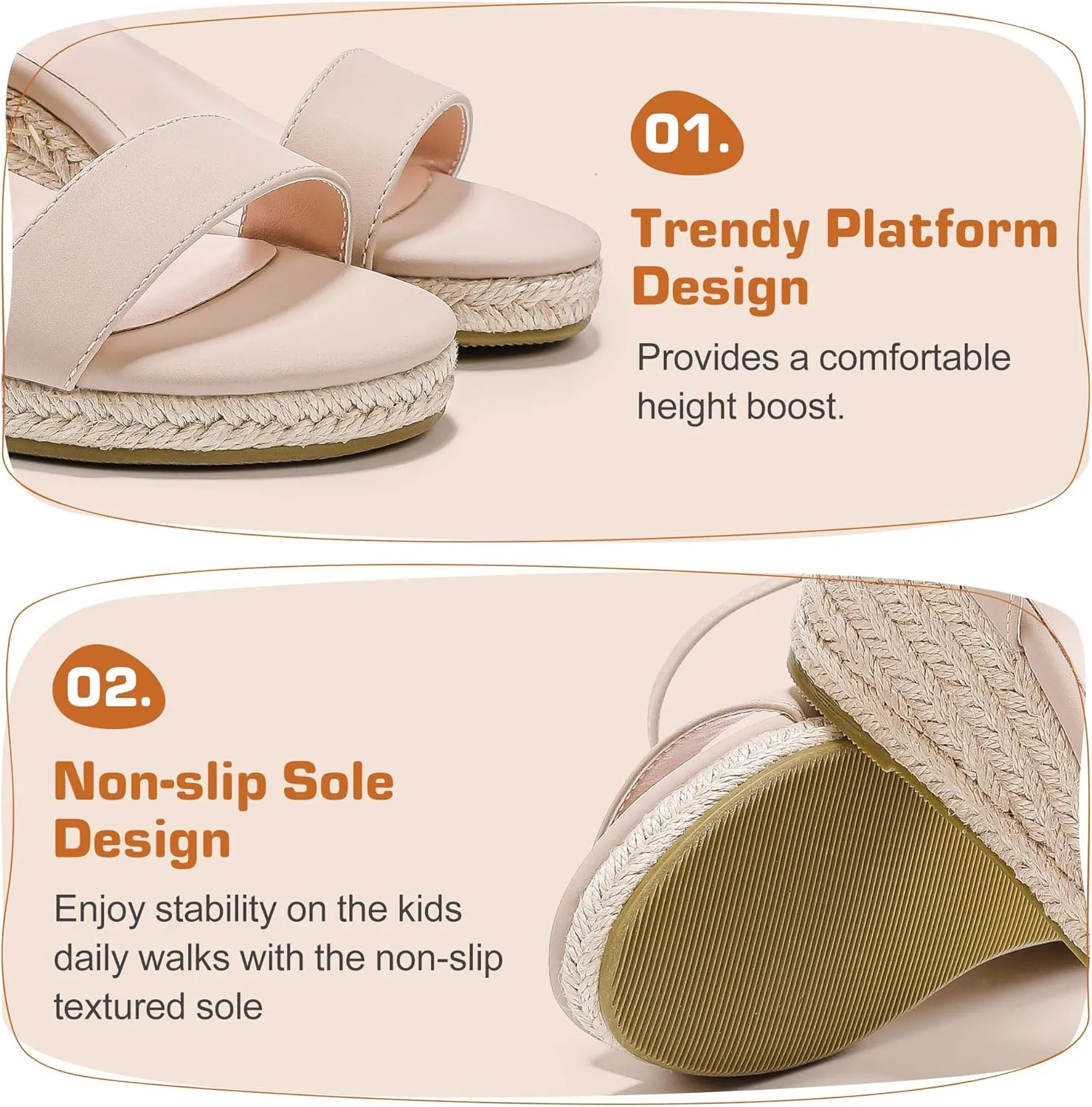 Girls Wedge Sandals Platform Espadrille Open Toe Dressy Sandals Summer Girls Heel Little Big Kid