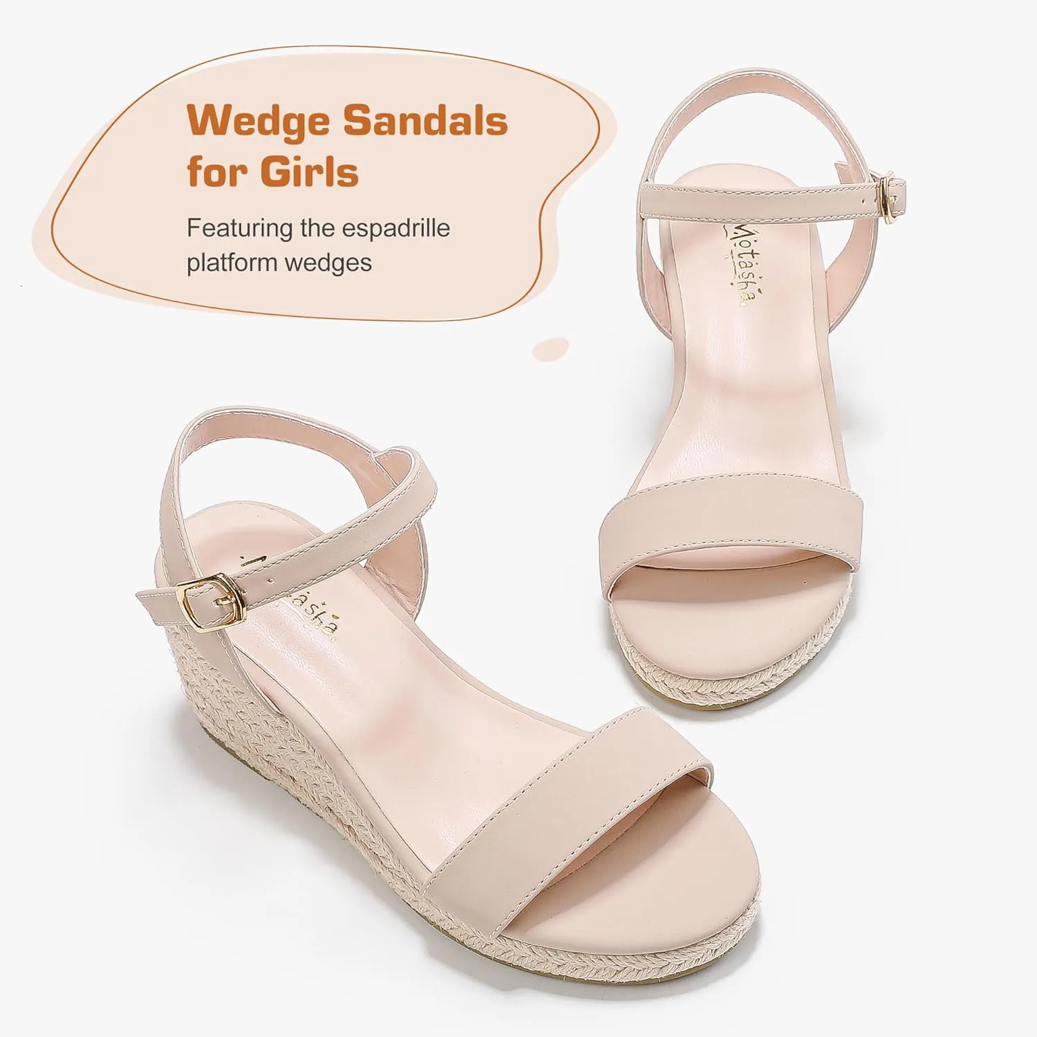 Girls Wedge Sandals Platform Espadrille Open Toe Dressy Sandals Summer Girls Heel Little Big Kid