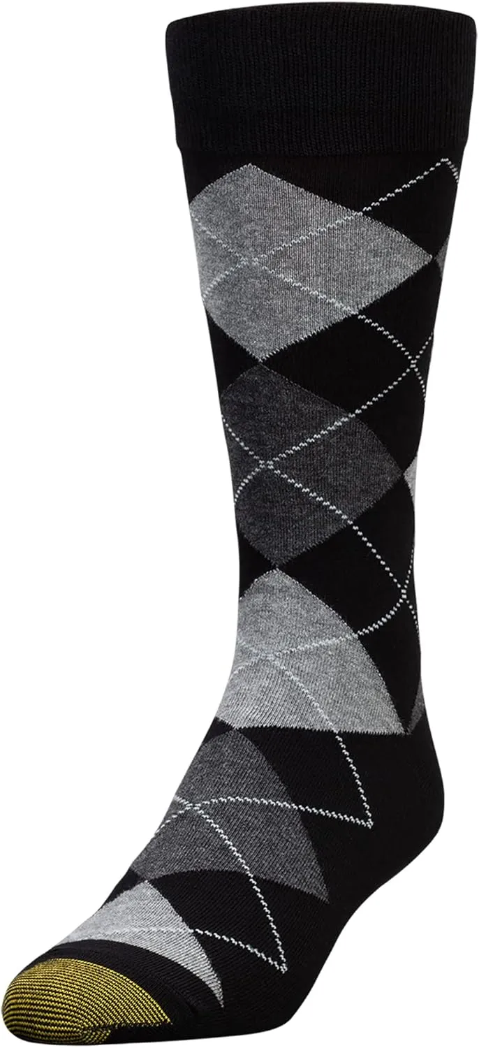 GOLDTOE Men's Carlyle Argyle Crew Dress Socks, 3-Pairs