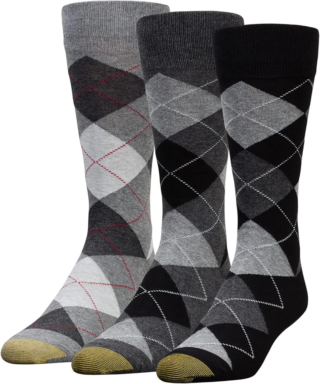 GOLDTOE Men's Carlyle Argyle Crew Dress Socks, 3-Pairs