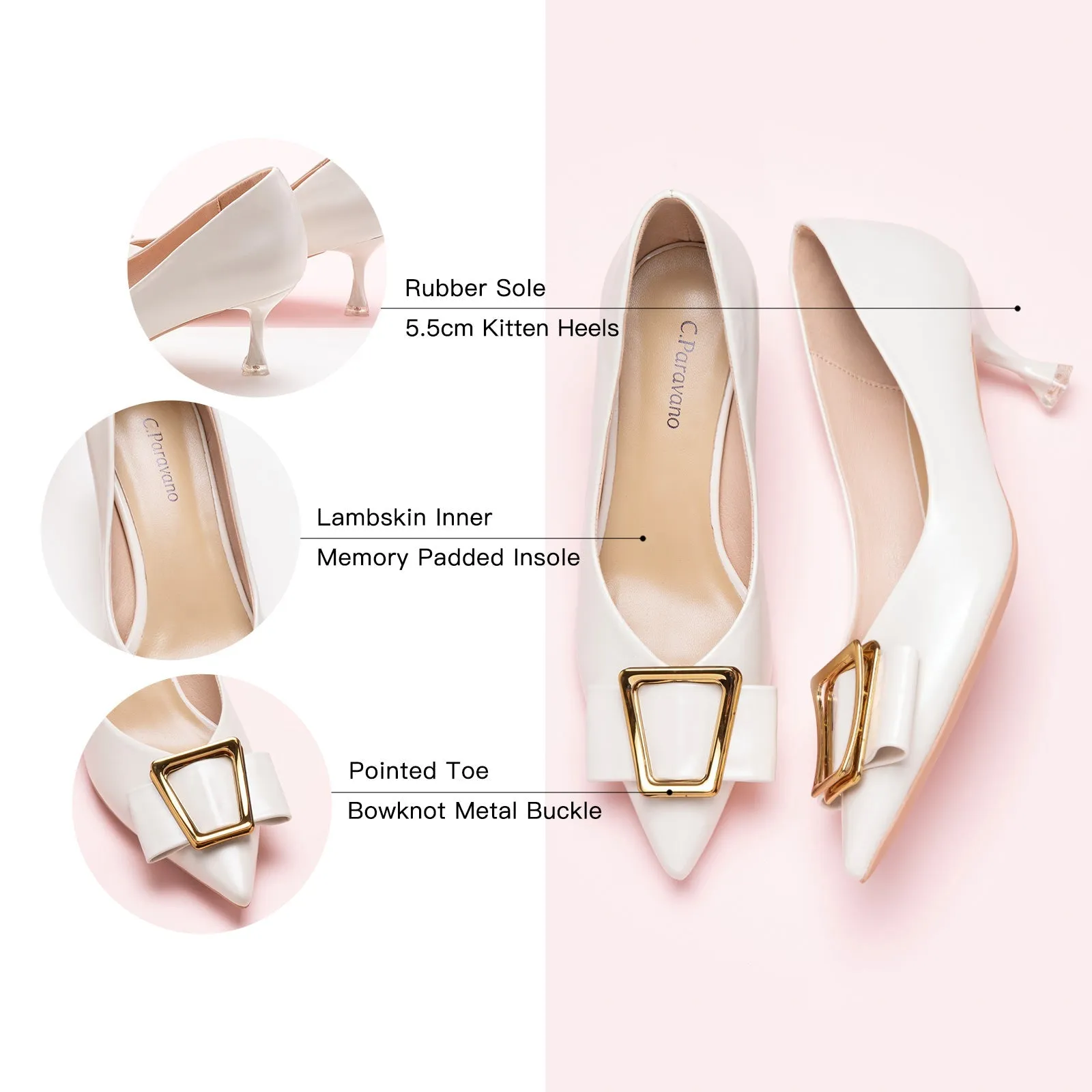 Hot Geometric Buckle Kitten Heel Pumps
