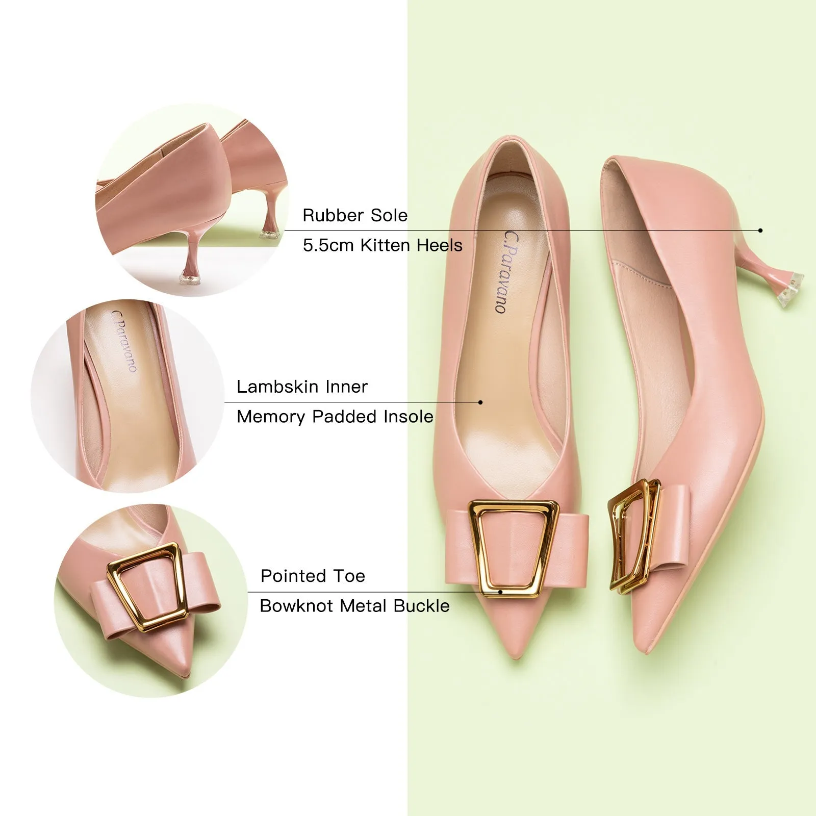 Hot Geometric Buckle Kitten Heel Pumps