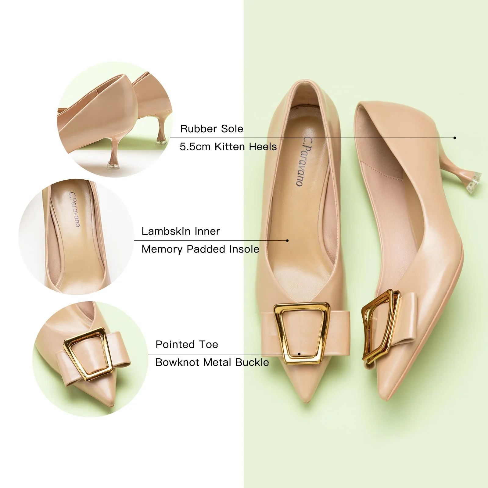Hot Geometric Buckle Kitten Heel Pumps