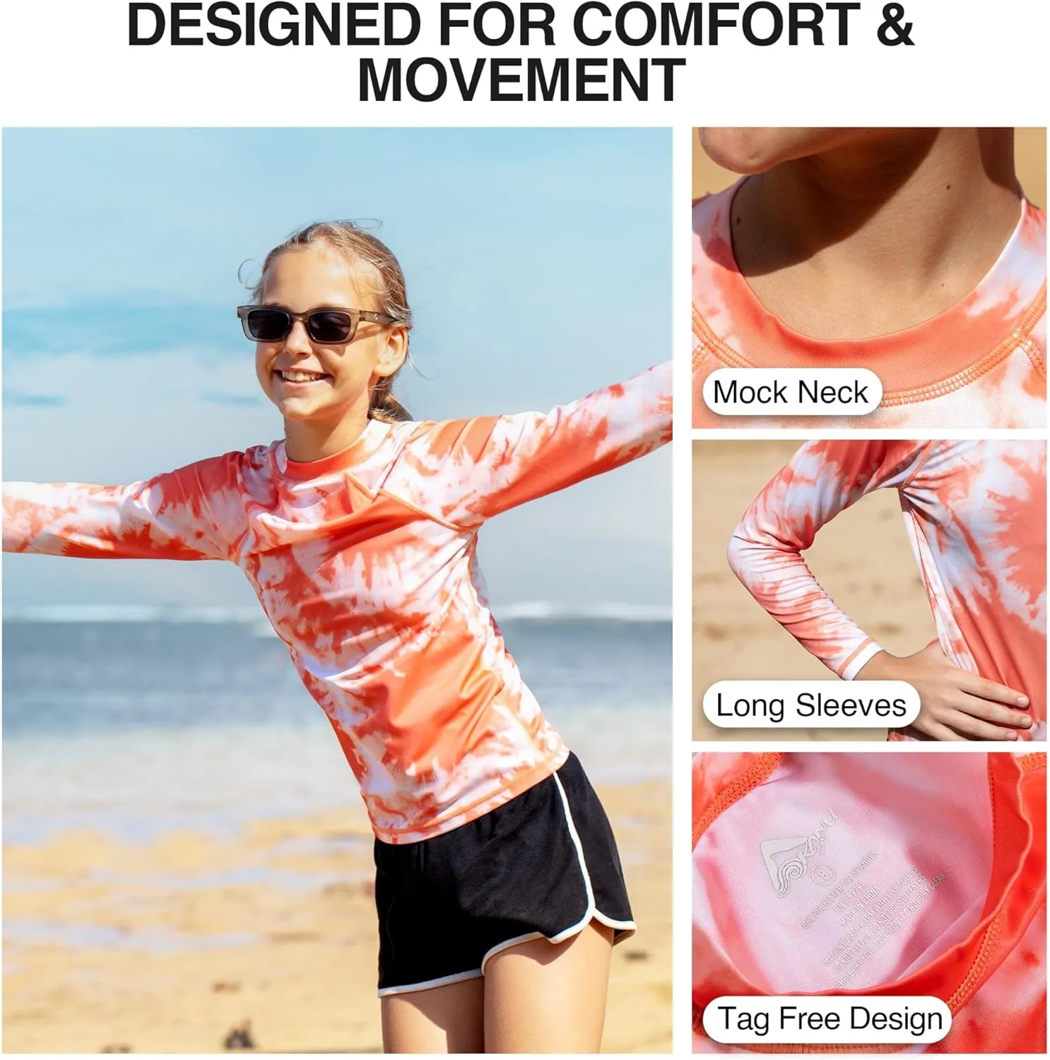 Kanu Surf Keri Rash Guard for Girls' UPF 50  Sun Protection Long Sleeve Girls' Swim Shirt