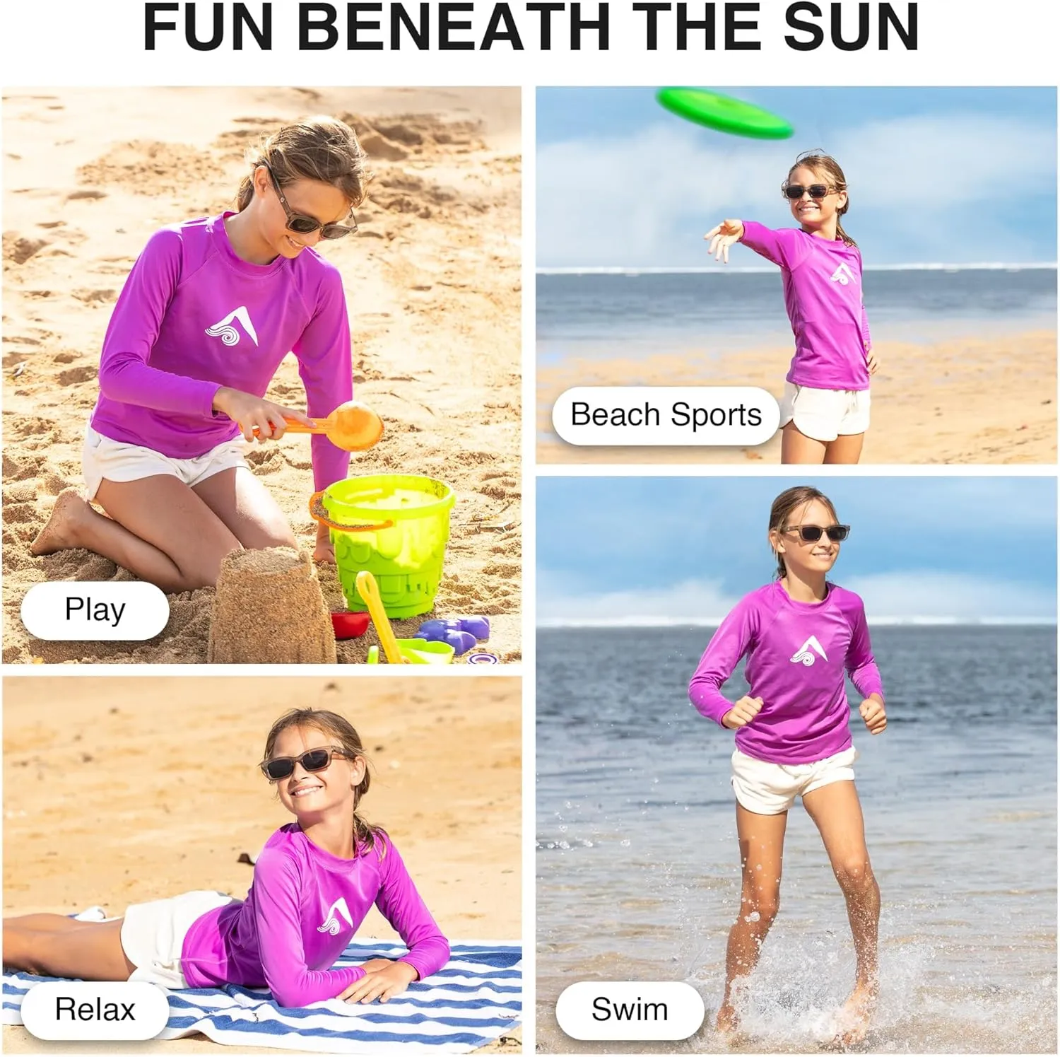 Kanu Surf Keri Rash Guard for Girls' UPF 50  Sun Protection Long Sleeve Girls' Swim Shirt