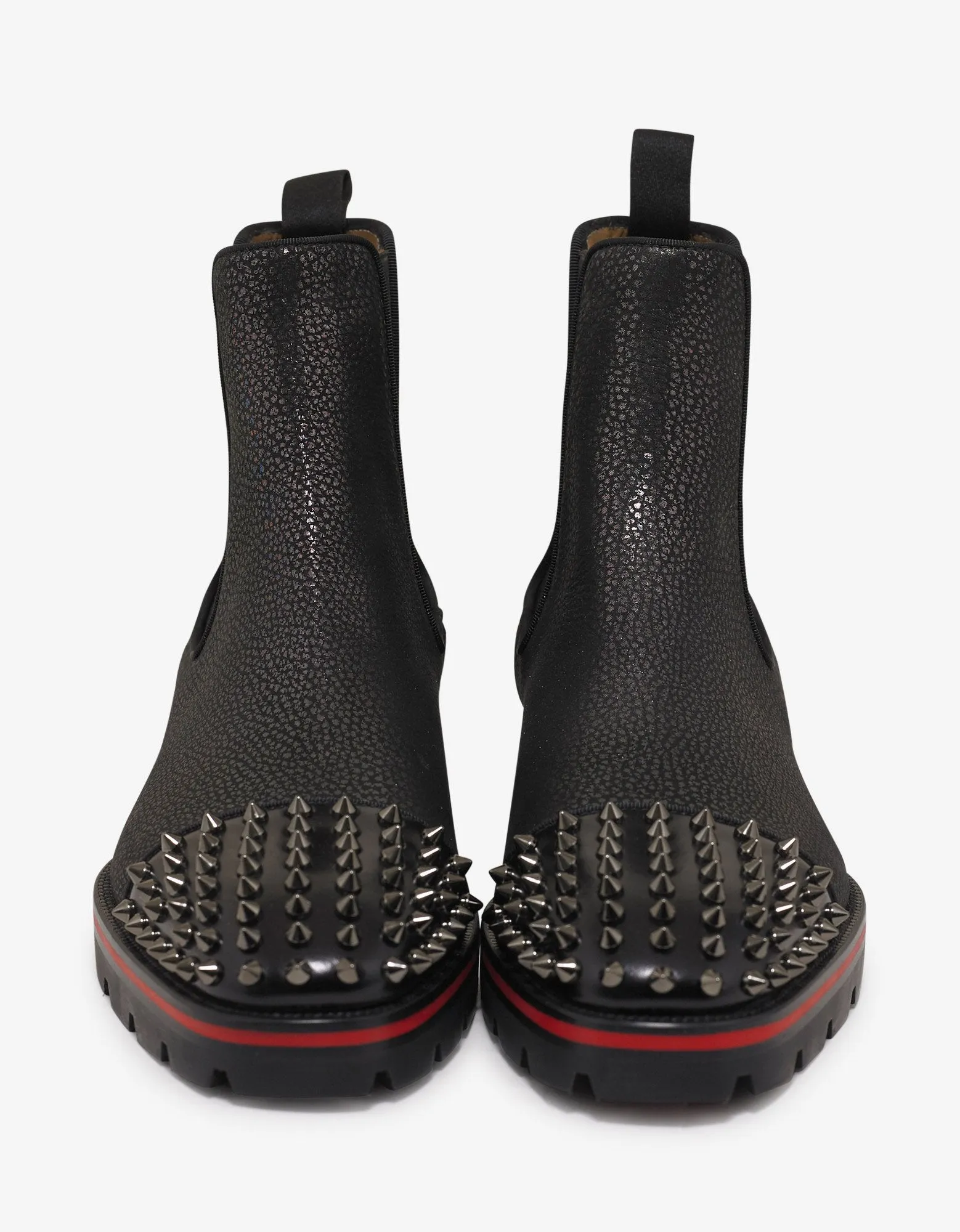 Melon Spikes Flat Cracked Glitter Chelsea Boots -