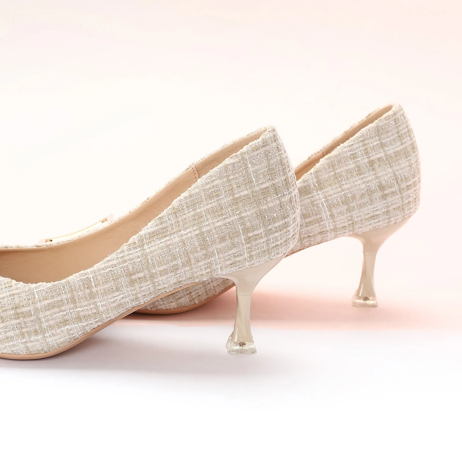 Metal Tie Tweed Pumps (Olivia)