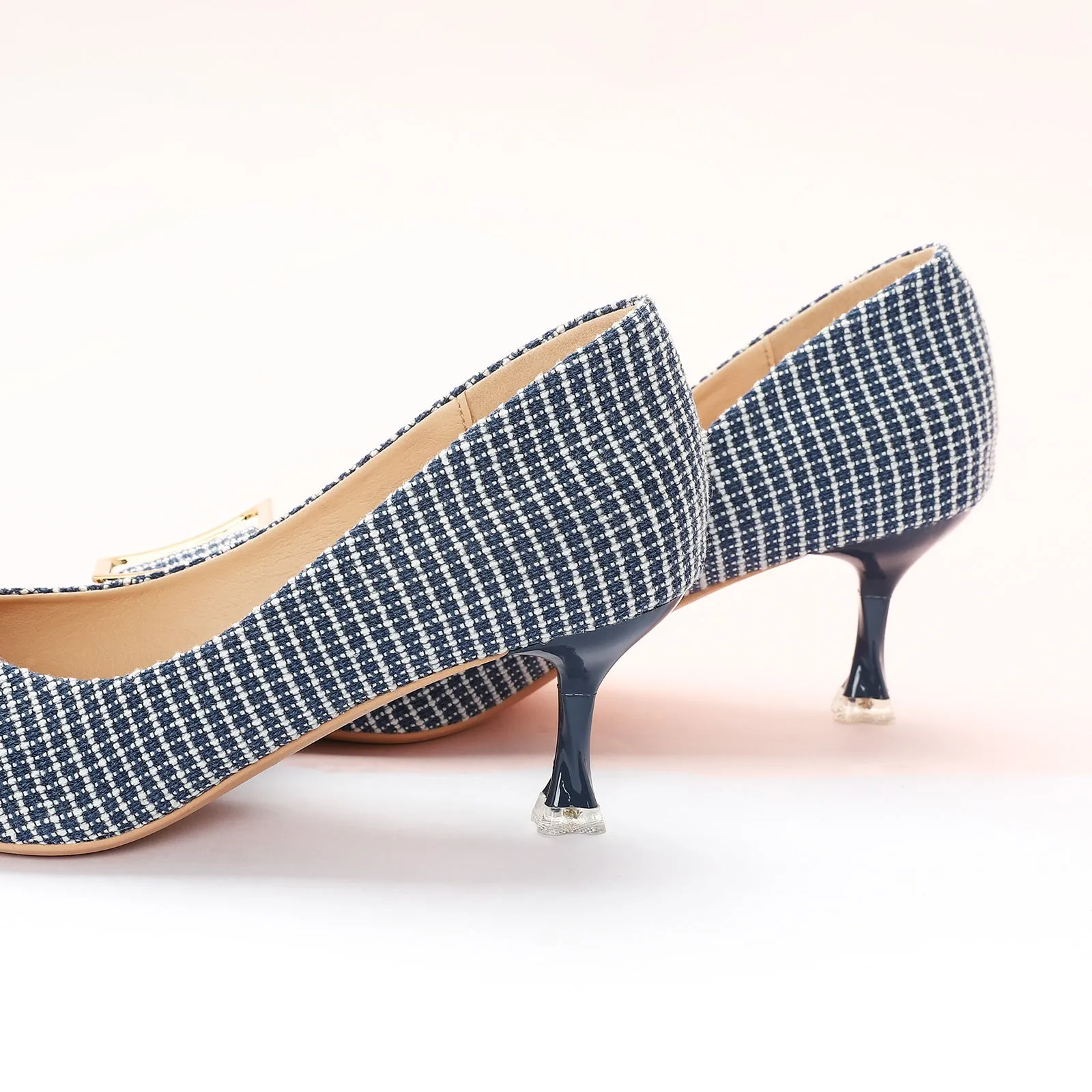 Metal Tie Tweed Pumps (Olivia)