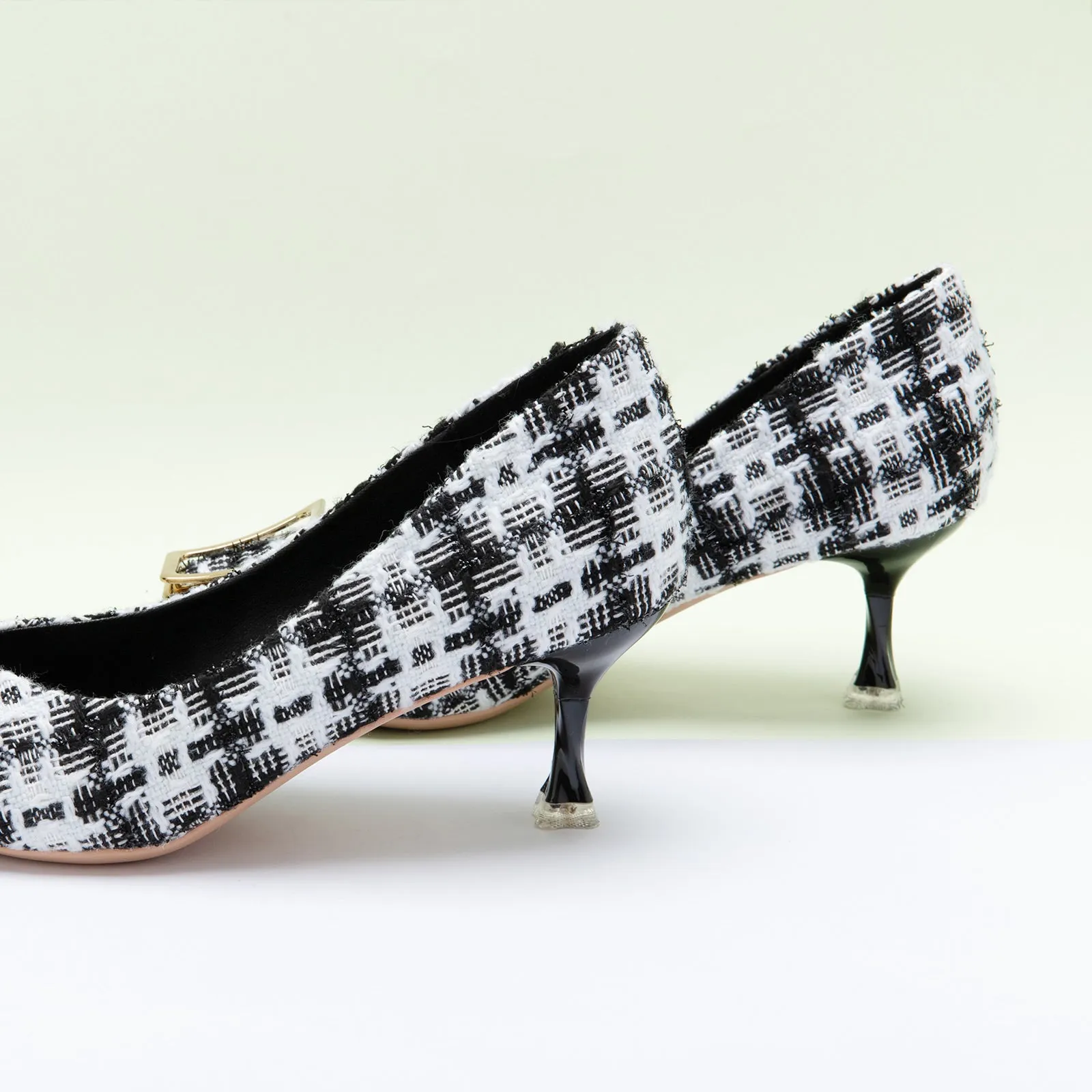 Metal Tie Tweed Pumps (Olivia)