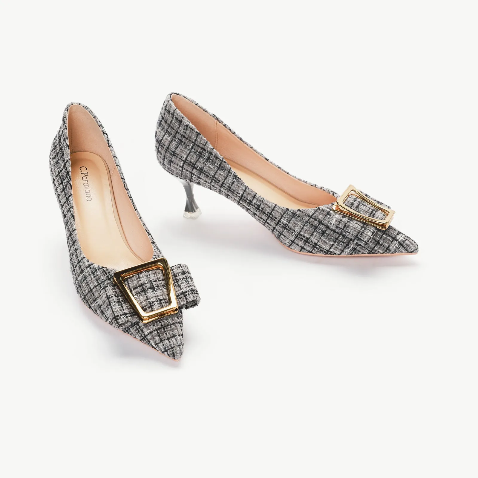 Metal Tie Tweed Pumps (Olivia)