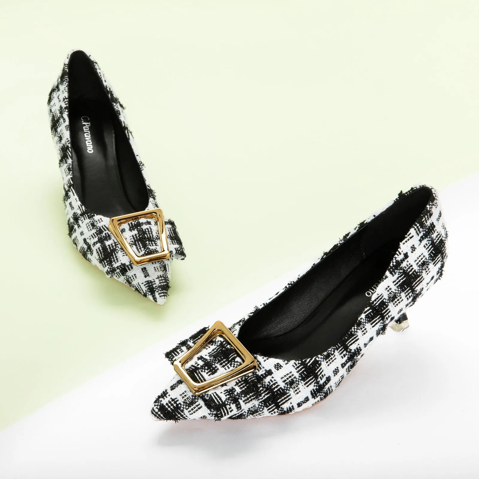 Metal Tie Tweed Pumps (Olivia)