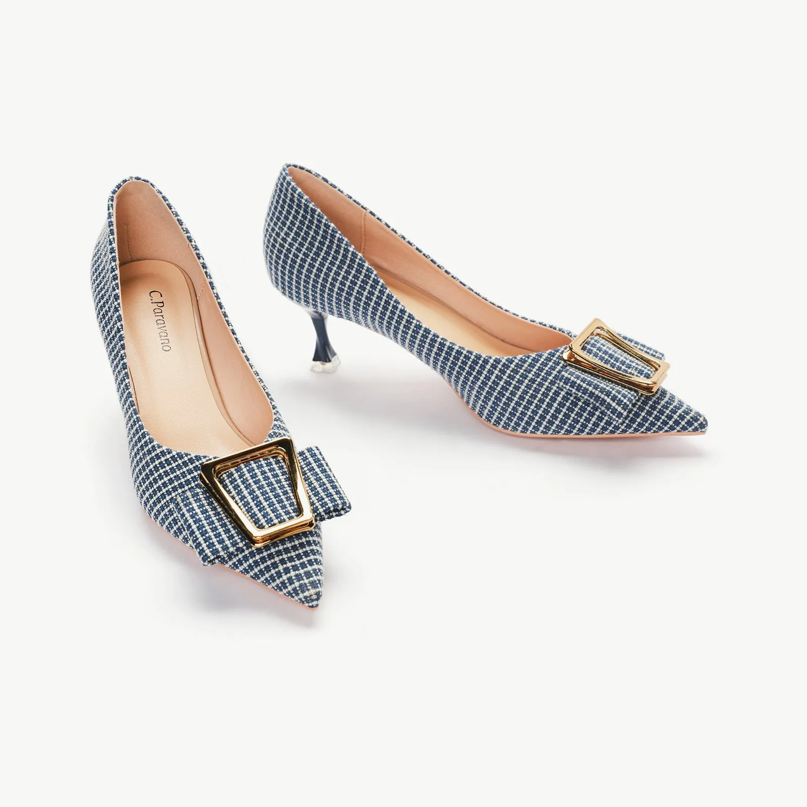 Metal Tie Tweed Pumps (Olivia)