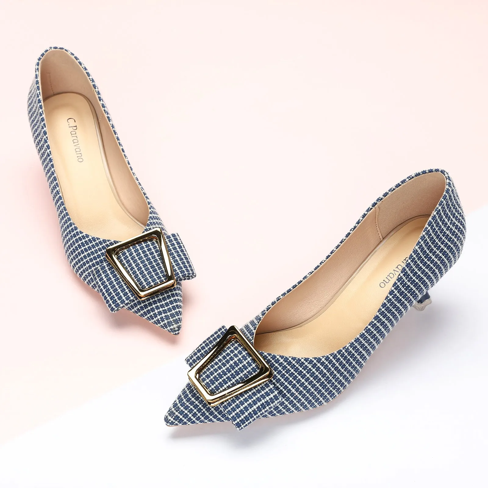 Metal Tie Tweed Pumps (Olivia)