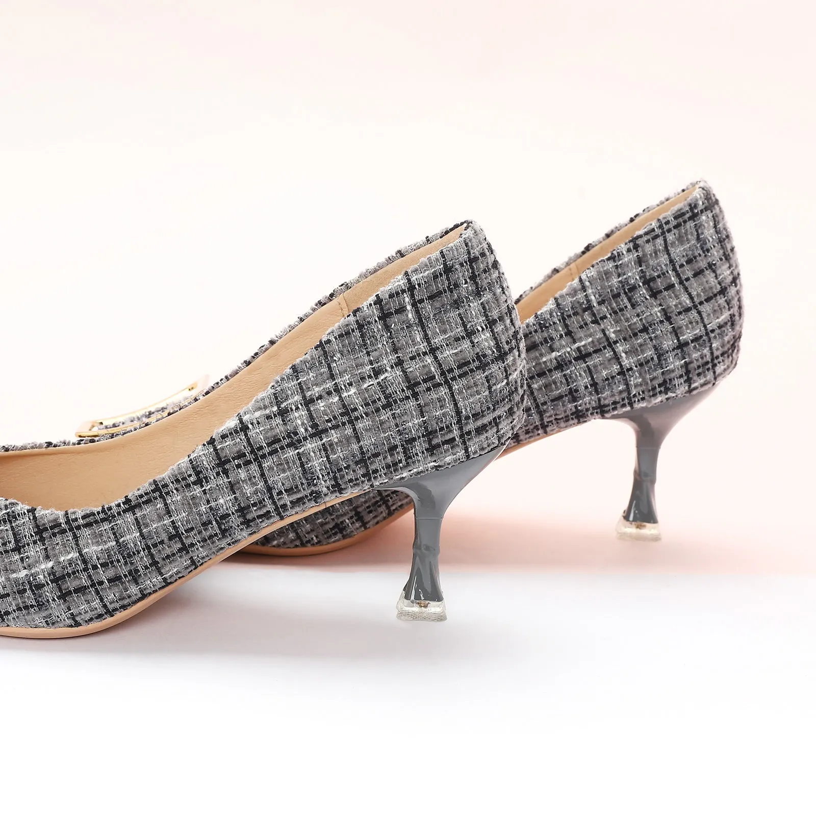 Metal Tie Tweed Pumps (Olivia)
