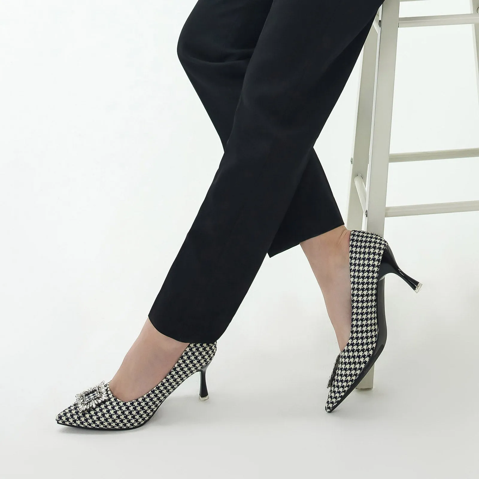Metal Tie Tweed Pumps (Olivia)