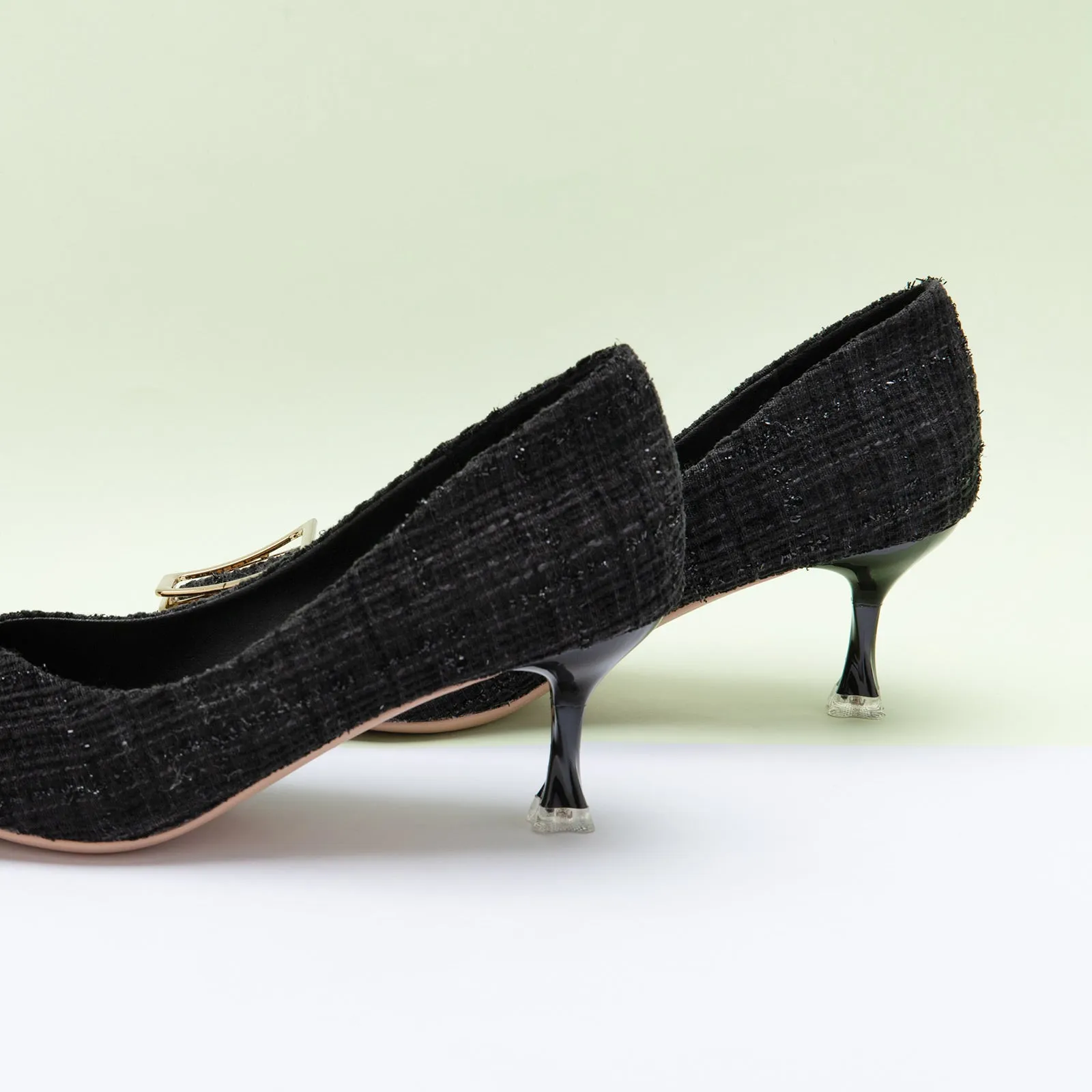 Metal Tie Tweed Pumps (Olivia)