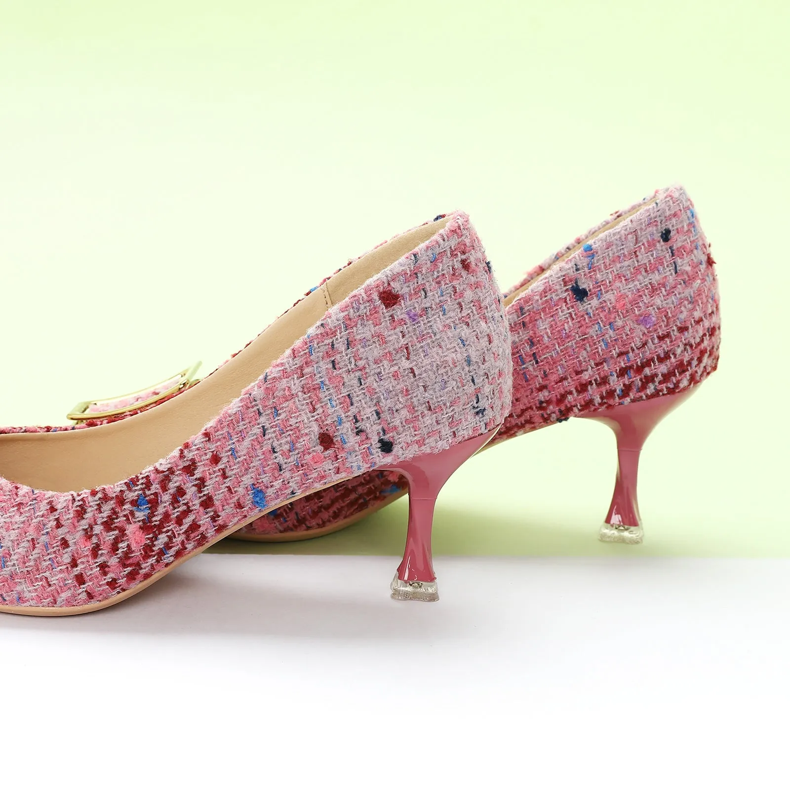 Metal Tie Tweed Pumps (Olivia)