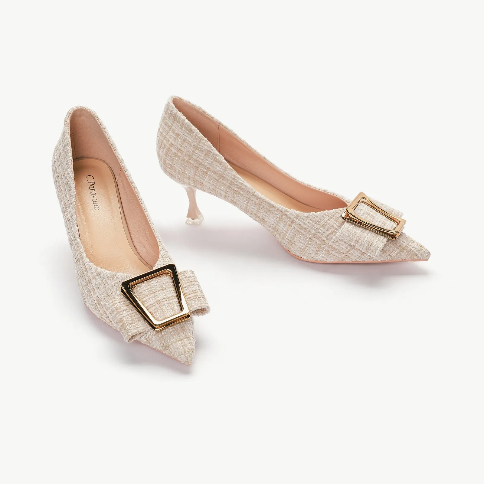Metal Tie Tweed Pumps (Olivia)