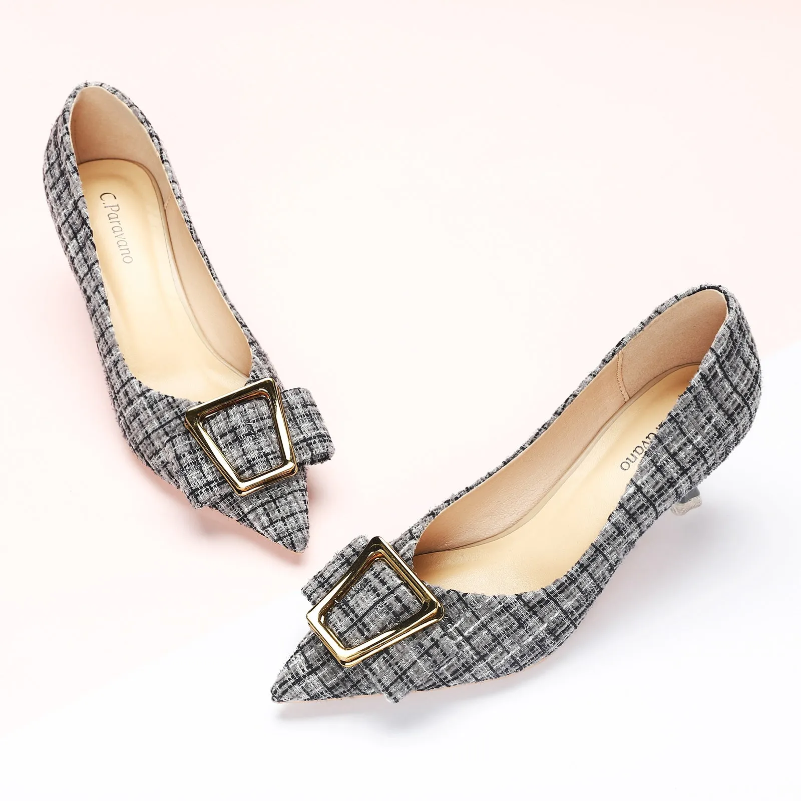 Metal Tie Tweed Pumps (Olivia)
