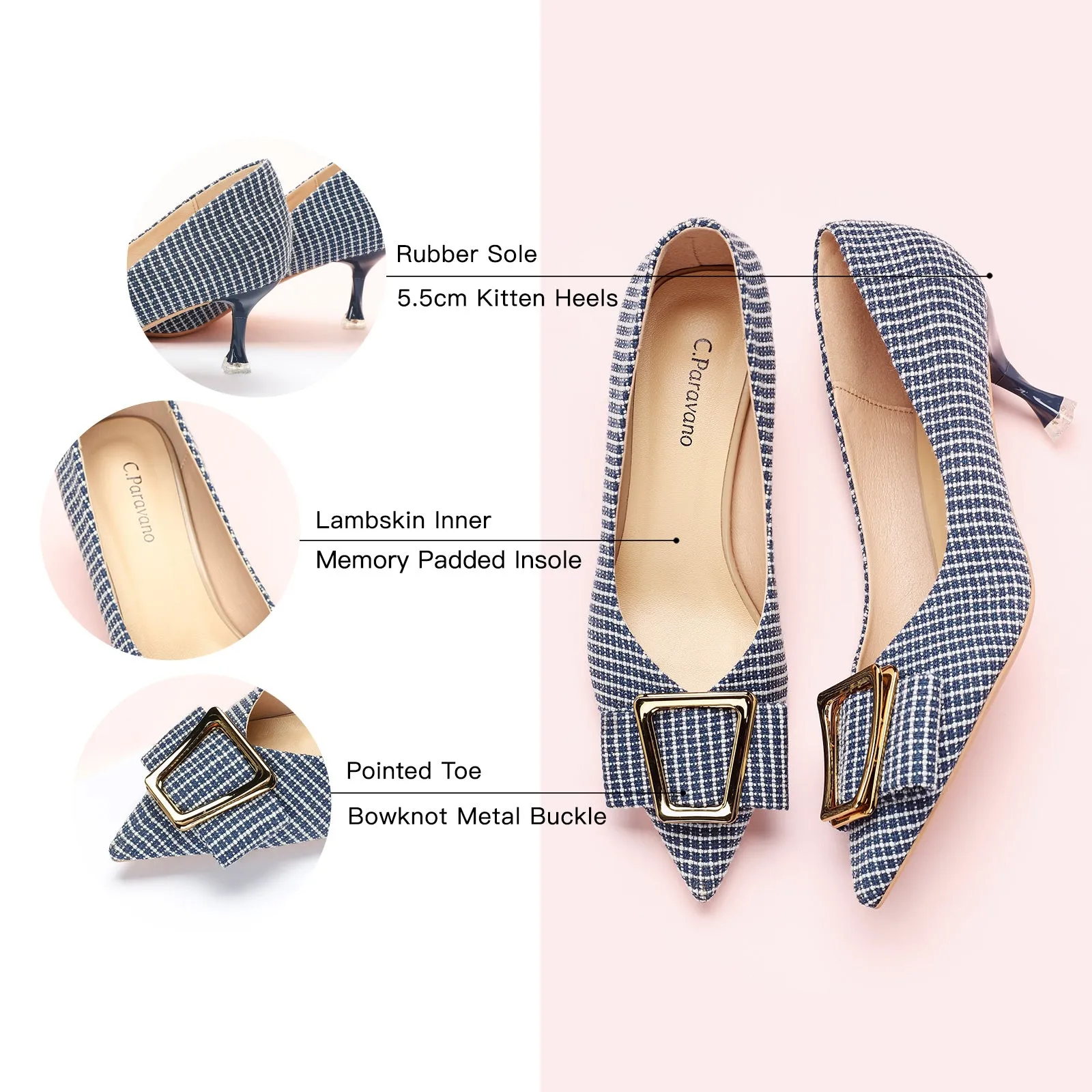 Metal Tie Tweed Pumps (Olivia)