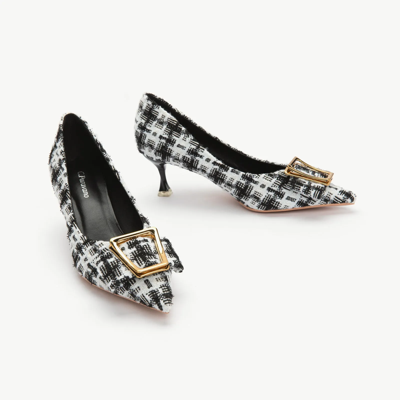 Metal Tie Tweed Pumps (Olivia)