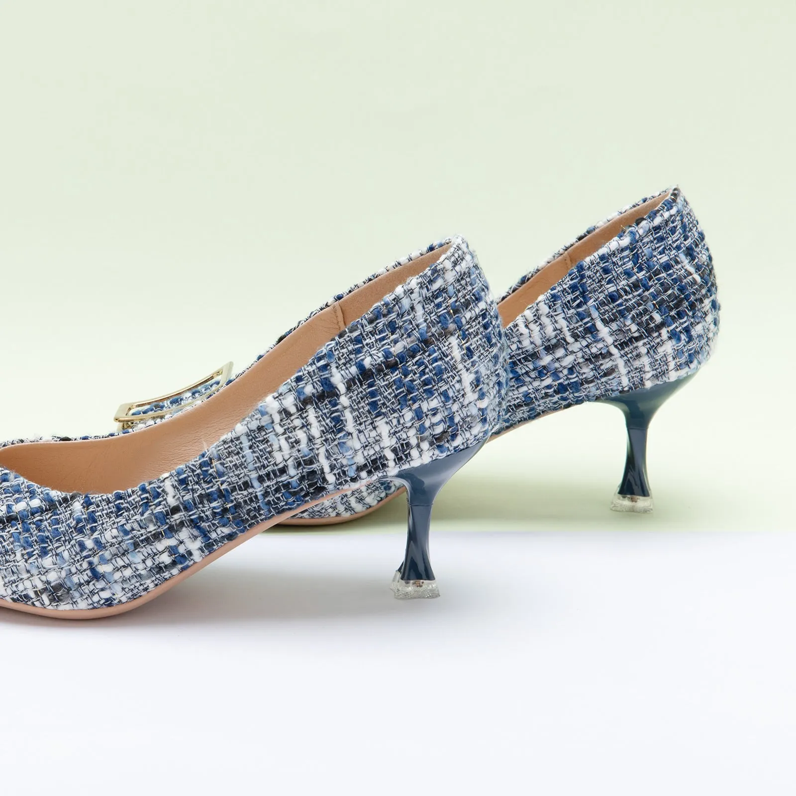 Metal Tie Tweed Pumps (Olivia)