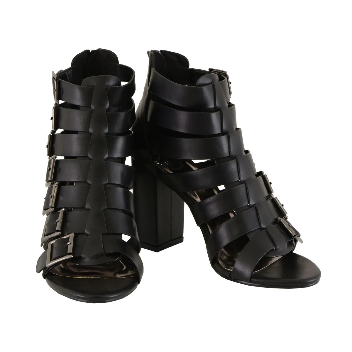 Milwaukee Performance MBL9420 Women's Black Strappy Sandal with Block Heel