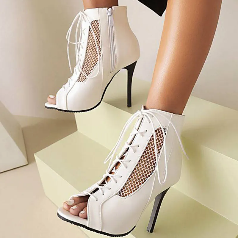 QIQI Women's 10cm Rubber Sole Heel Jazz Shoes Dance High Heeled Boots