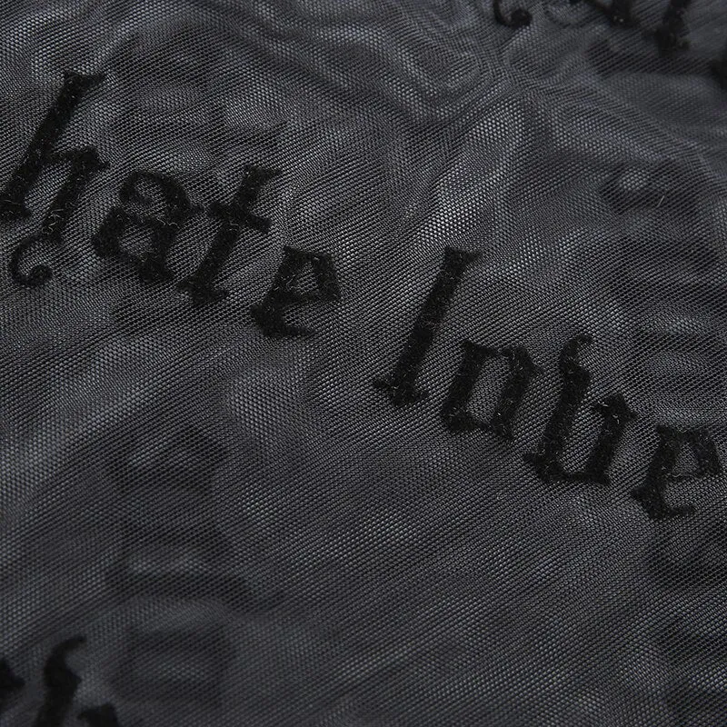 "LOVE HATE" MESH TOP