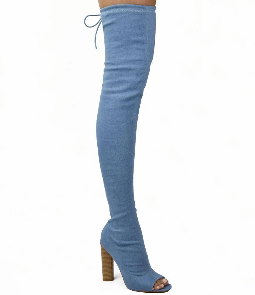 REVAMPED DENIM THIGH HIGH