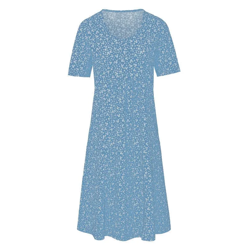 Round Neck Floral Beach Dress